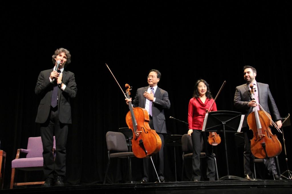Cello extraordinaire Yo-Yo Ma, together with ballet star Damian Woetzel, talks about music and citizenship at Northwesterns Cahn Auditorium as part of the 23rd Annual Chicago Humanities Festival. Ma and Woetzel discussed how artists practice their citizenship as individuals and through institutions.