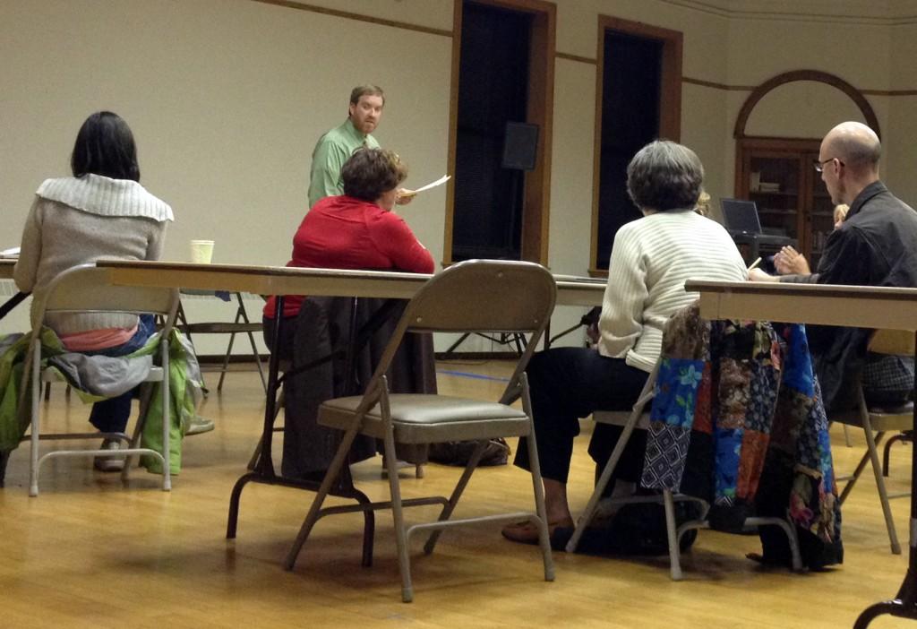 Brandon Saunders, director of advocacy organizing at the Interfaith Housing Center, gives a presentation at the Lorraine H. Morton Civic Center. Saunders spoke about the rights and responsibilities of landlords and tenants in the rental market, and said most rental conflicts can be avoided with education about regulations and policies.