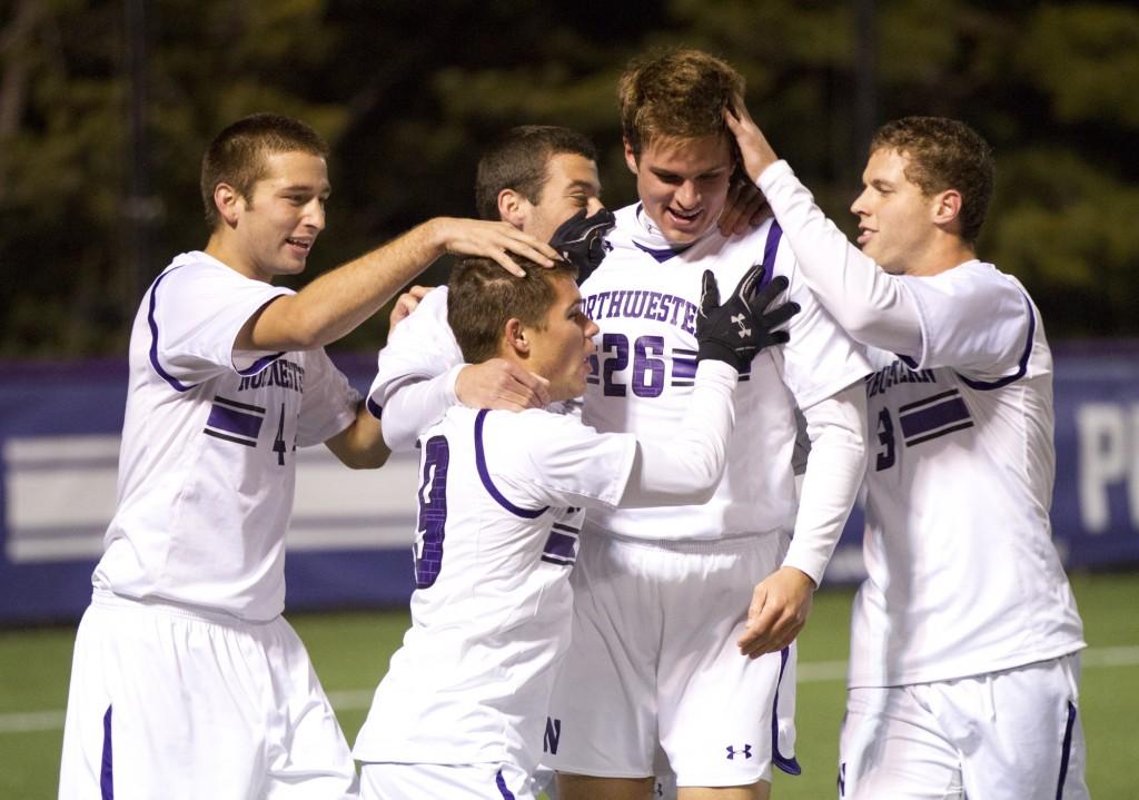 Northwestern defender Grant Wilson assisted forward Kyle Schickel, who scored NUs first goal against Ohio State in the sixth minute of the teams Big Ten Tournament first-round match up. The Wildcats are up 2-0 against the Buckeyes at halftime. 