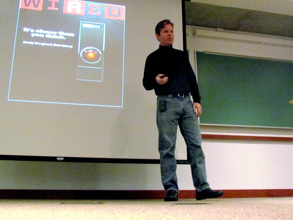 Siri co-founder Dag Kittlaus describes the process of developing artificial intelligence technology. Kittlaus spoke on campus Tuesday about the future of technological advancement at Ford Motor Company Engineering Design Center.