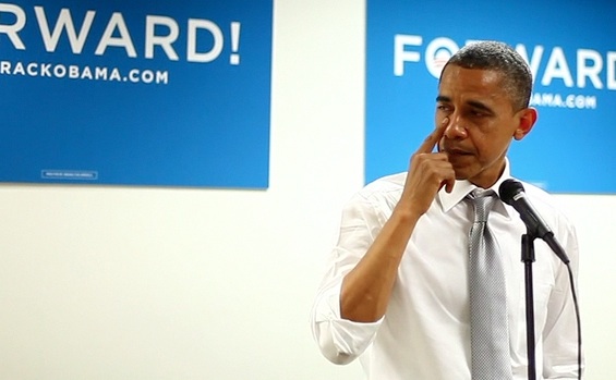 President Barack Obama tears up while addressing campaign staff at his re-election headquarters in Chicago. The president swung by the campaign hub the morning after Election Day.