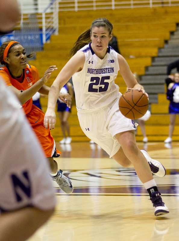 Freshman forward Maggie Lyon looks to create offense against Illinois. Lyon and the Wildcats struggled on the offensive end, shooting just over 30 percent and turning the ball over 34 times.