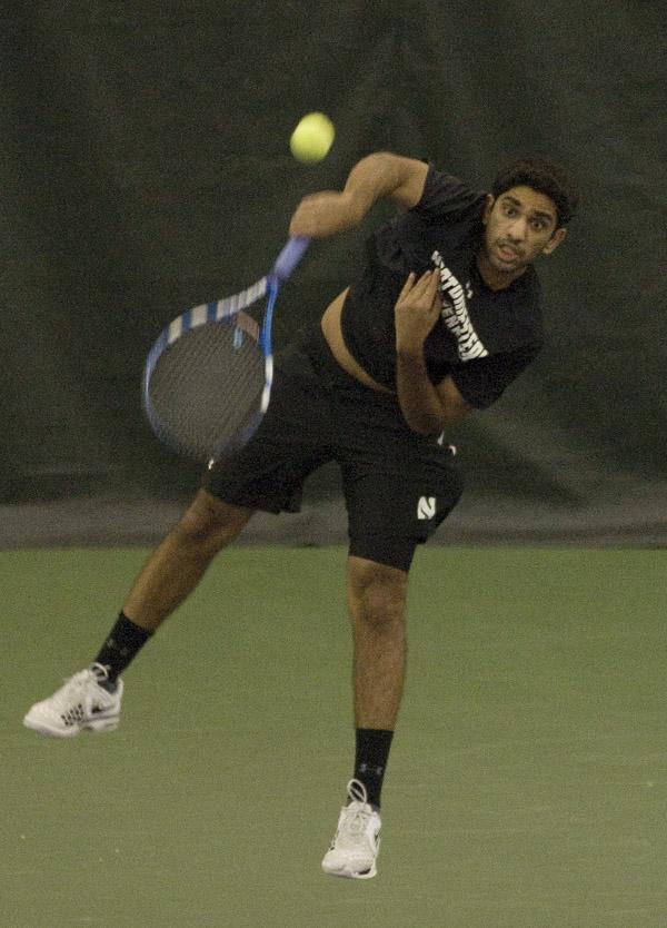 Senior+Sidarth+Balaji+serves+during+a+recent+home+match.+The+Wildcats+have+their+highest+ranking+as+a+team+in+nine+years.