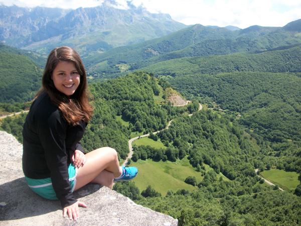 Catherine Althaus poses in the mountains of Asturias, Spain, last summer. The Weinberg junior will travel to eight countries on four different continents this summer to study museums treatment of human remains as the winner of the Circumnavigator Travel-Study Award.
