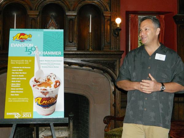 Andy’s Frozen Custard spokesman Gary Silbar announced Wednesday evening a new treat named after and benefiting Evanston150, an initiative that is executing 10 ideas for Evanstons future.