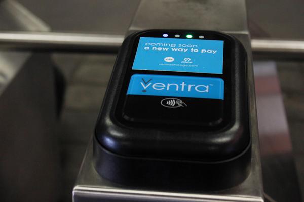Ventra pay pads have been installed on turnstiles at the Davis CTA station. The Ventra card, which will streamline paying for trains, will be introduced to the CTA this summer.