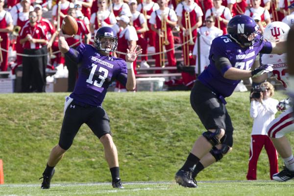 Sophomore quarterback Trevor Siemian throws a pass. Siemian led Northwestern to a 44-30 win over Cal after senior Kain Colter left the game with a concussion in the first quarter.