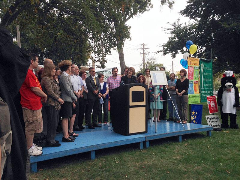 City officials held a news conference Friday afternoon to announce the Central Street neighborhood has been named one of the best in the county. It made the American Planning Associations annual list of Great Neighborhoods.
