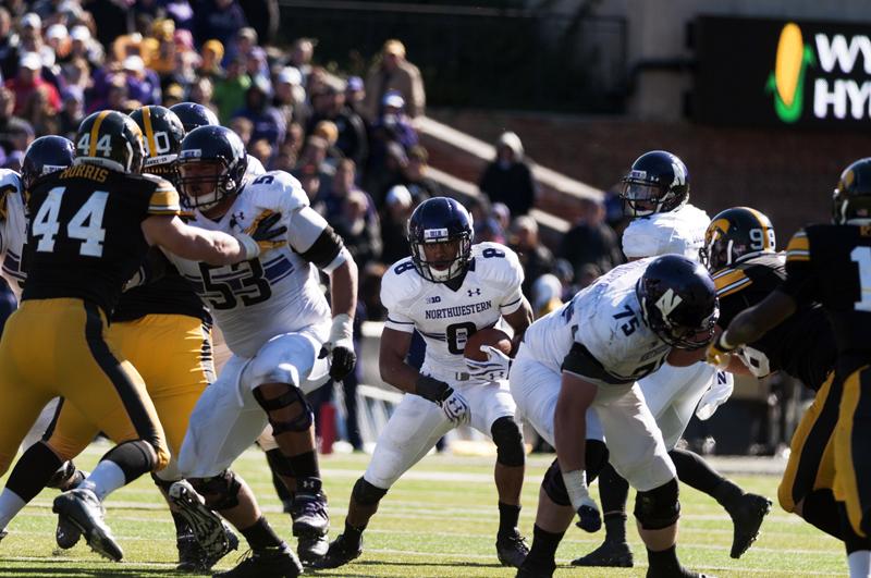 Redshirt freshman Stephen Buckley handles one of his team-high 17 carries against Iowa. Buckley ran for 99 yards against the Hawkeyes and moving forward, seems to be the favorite for playing time in a crowded backfield.
