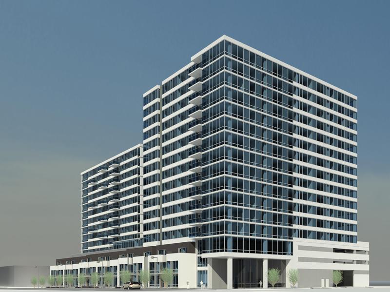 Developers are constructing a twin high-rise rental apartment complex in downtown Evanston, which they say is the first high-rise being constructed in the area since the economic downturn.