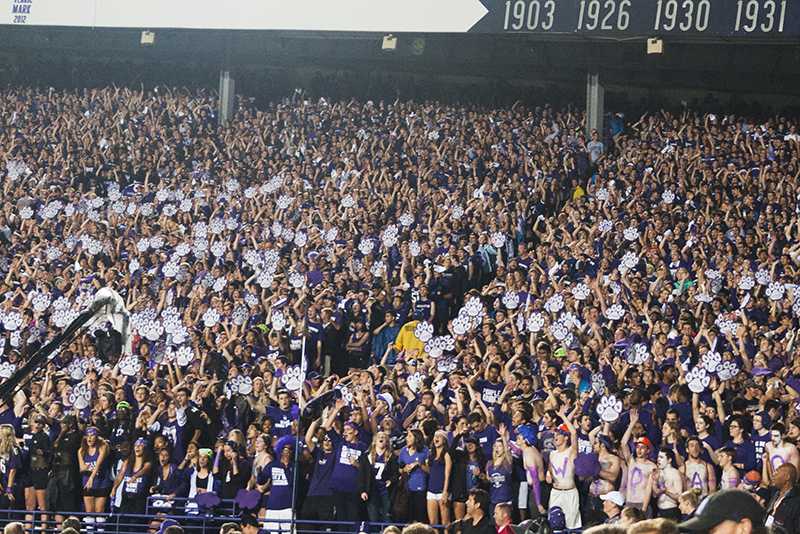 The student section in Ryan Field was at full capacity on Saturday. Some students who arrived late to Northwestern’s game with Ohio State were redirected to other parts of the stadium.
