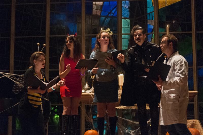 Performers sing an arrangement of “Dry Bones.” Organizers said Thursdays event was an attempt at reviving a tradition of Halloween concerts that has died out.