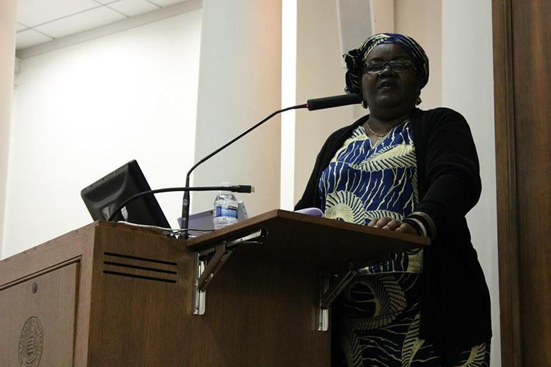 Njoki Njehu, who was a founding member of the International Council of the World Social Forum, speaks at the 11th annual Northwestern University Conference on Human Rights. Titled Preserving our Rights, the conference examined topics such as environmental preservation, economic development and issues surrounding use of coal worldwide.
