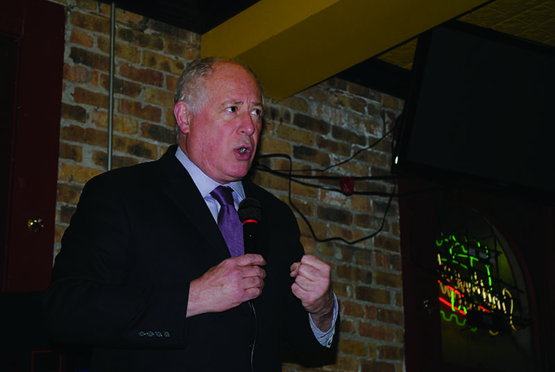 Gov. Pat Quinn rallies members of the Democratic Party of Evanston at Firehouse Grill, 750 Chicago Ave. Candidates for public office campaigned at the gathering ahead of the March primary and November general election.
