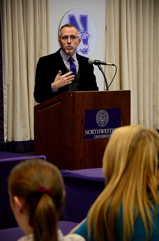 John Dunkle, executive director of Counseling and Psychological Services, speaks at the Associated Student Government Senate meeting Wednesday evening. Dunkle delivered an update on continued efforts to improve CAPS.
