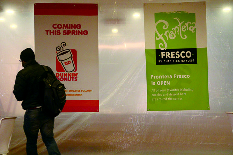The south counter of Frontera Fresco in Norris University Center is under construction to become Dunkin’ Donuts. The construction, which began Jan. 21, is tentatively set to finish in the first or second week of March.