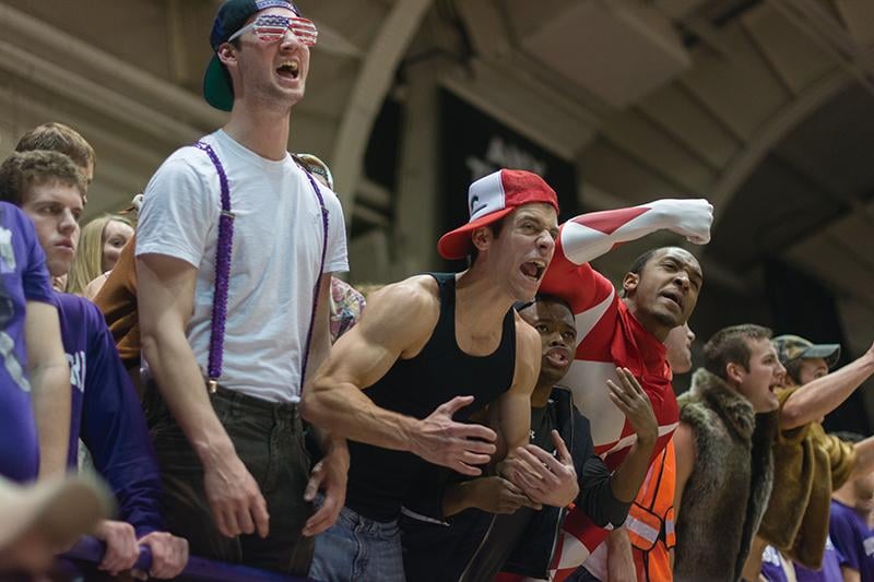 Students cheer on Northwestern’s basketball team Saturday against Nebraska. Wildside, NU’s student section, has been working on different theme days in an effort get more students to attend basketball games. 