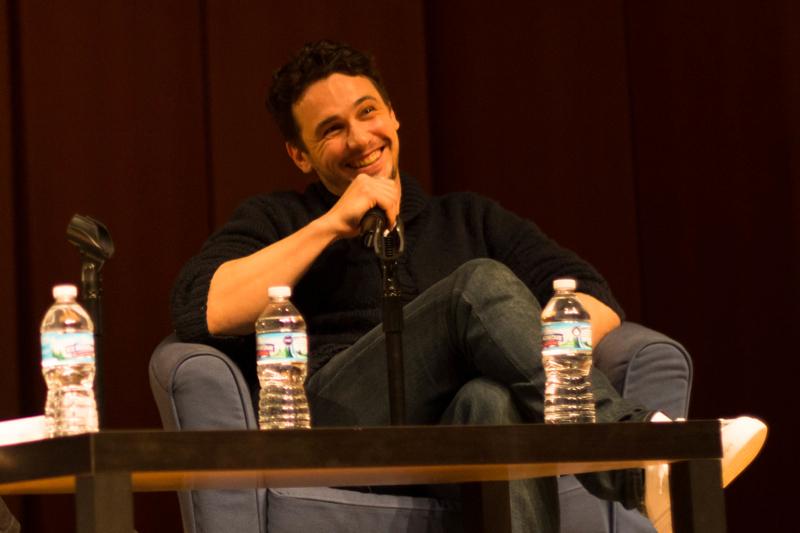 Actor James Franco speaks Saturday night at Pick-Staiger Concert Hall. Franco was the winter speaker for A&O Productions and the Fiedler Hillel Center.