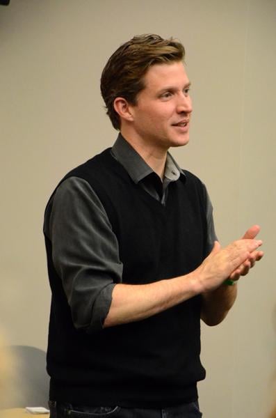 Alec Ross, former senior adviser for innovation to Hillary Clinton during her term as Secretary of State, gives a talk at University Hall on Tuesday. Ross (Weinberg ‘94) discussed the process of founding a nonprofit, what it was like working for Clinton and the ways in which technology is encouraging a shift in geopolitical power.