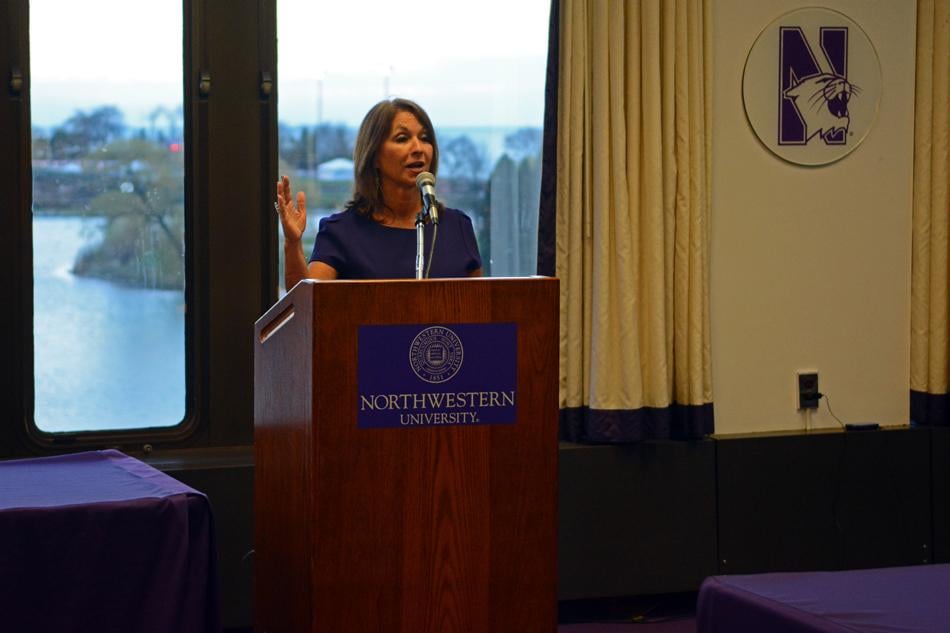 Chief Marketing Officer Mary Baglivo addresses Associated Student Government Wednesday night. Baglivo outlined her vision on how to establish the NU brand in her presentation.
