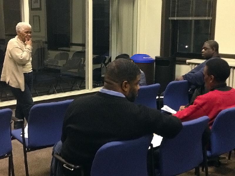 Community activist Betty Ester addresses audience members’ concerns and questions Thursday night in a special meeting outside City Council chambers. Ester has been advocating for Evanston Township since before residents voted for its dissolution in last month’s election.