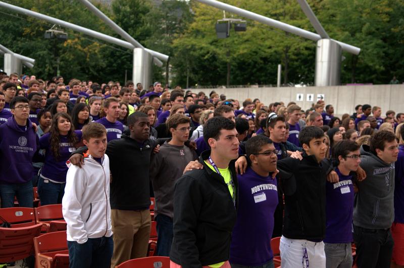 The class of 2017 sings the alma mater in Chicagos Millennium Park during Wildcat Welcome. The class of 2018 is the most diverse class in Northwestern’s history. 