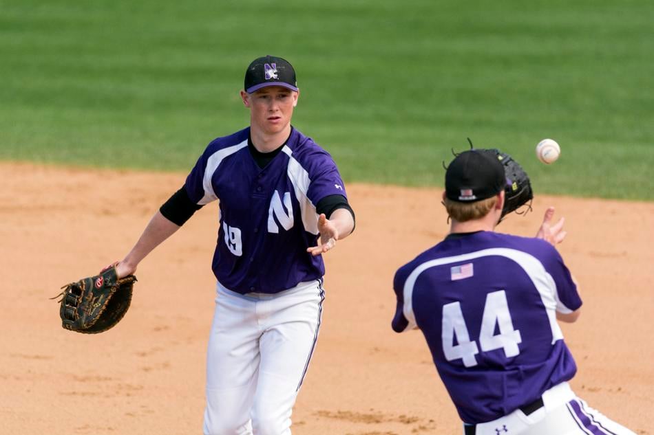 Freshman first baseman Matt Hopfner (19) drove in a run with an eighth-inning single in Northwestern’s 2-1 victory over the University of Chicago, before senior reliever Jack Quigley (44) closed out the win.