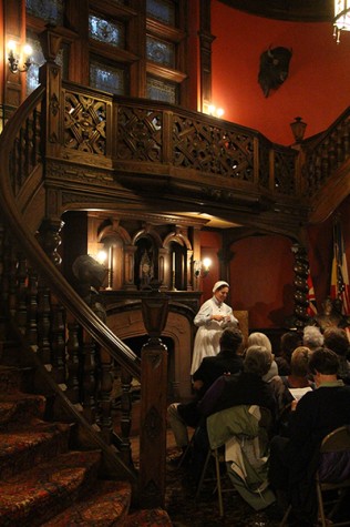 Historian Leslie Goddard performs as British maid Margaret Powell at the Evanston History Center. The event, part of the history center’s “Under the Buffalo” series, detailed Powell’s memoir, which inspired the popular period drama Downton Abbey.
