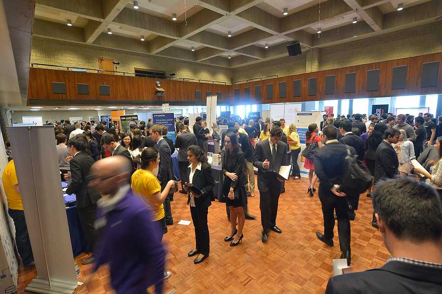 Students mill around at University Career Services’ fall internship and job fair, which was held over two days for the first time in about a decade. The fair drew about 1,100 students each day and was an effort by UCS to diversify the industries represented.