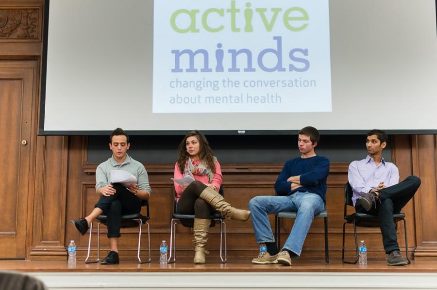 Four Northwestern students speak about their experiences with mental illnesses at a panel held by NU Active Minds. The annual event aimed to destigmatize mental illness for students who may be afraid to seek help, the group’s president Amanda Meyer said. 