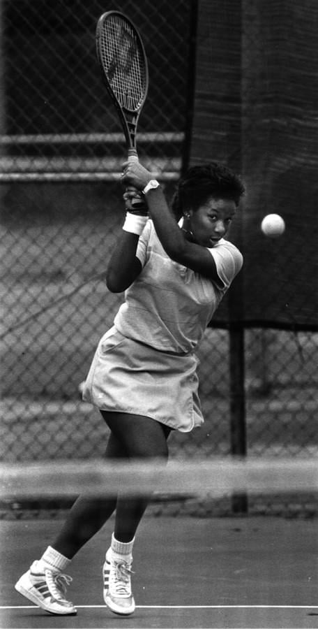Katrina Adams, pictured during her time at Northwestern, returns a shot. The former Wildcat standout was named president of the U.S.T.A.
