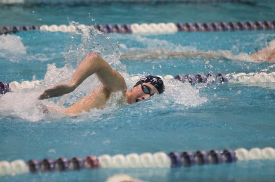 Jordan Wilimovsky strokes through the water. The junior swam the 1,650 free in 14:51:10 at AT&T U.S. Winter Nationals, placing fifth nationally and first among college-level competitors in the event. 
