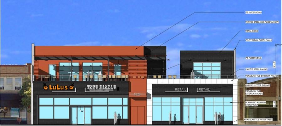 The plans for the new Taco Diablo building show additional room on the ground floor for retail space. Construction will take about a year, said Mark Muenzer, Evanston’s director of community development.