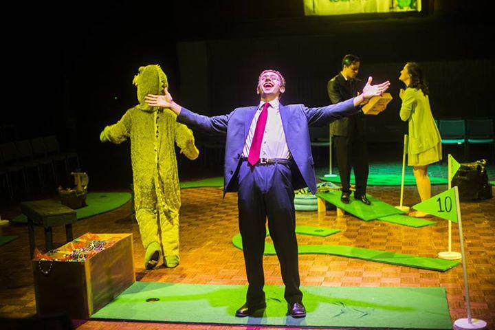 Communication sophomore Daniel Stompor takes center stage during “The Alligators.” The show, written by student playwright A.J. Roy, ran from Feb. 12 to Feb. 14.