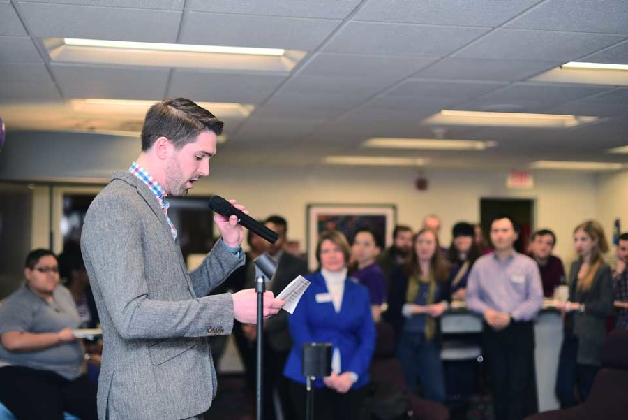 Brett Stachler, graduate assistant at the Gender and Sexuality Resource Center, speaks about the Resource Center’s recent changes. The Resource Center had a grand reopening Friday on the third floor of the Norris University Center.