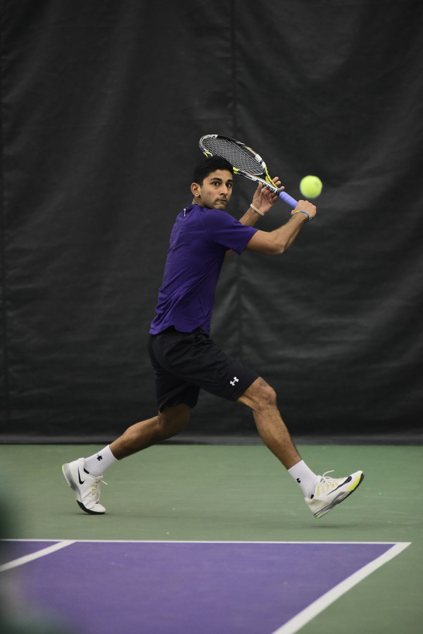 Mihir Kumar prepares for a back hand. The junior is searching for a measure of redemption in the wake of his struggles in previous years against Middle Tennessee State.
