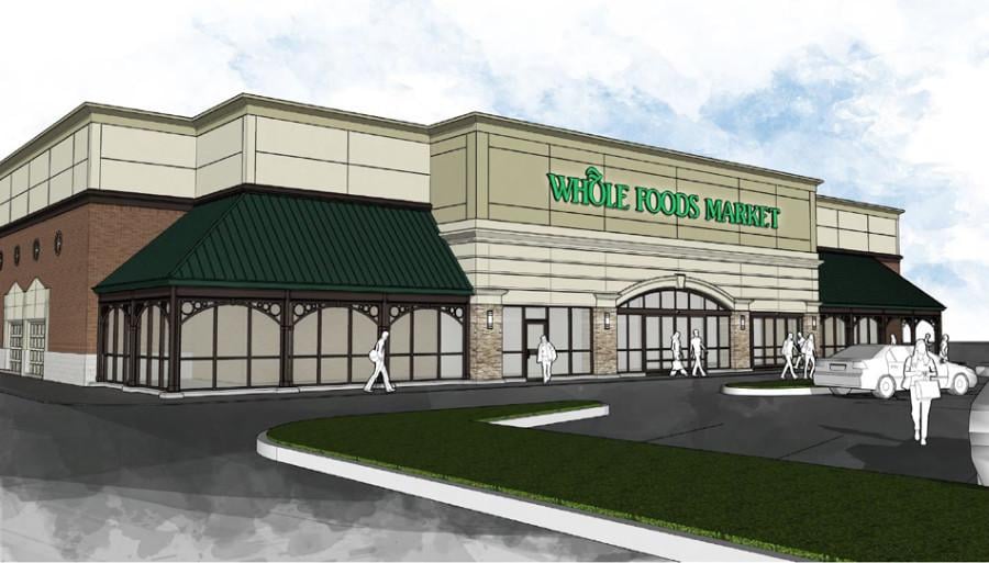 The incoming Whole Foods, 2748 Green Bay Road, is seeking licensing to include a bar on the premises. The store, depicted above in a rendering, has submitted proposals to the city and plans to open in July 2015.