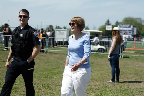 Mayor Elizabeth Tisdahl stops by Dillo Day in 2014. The mayor called the annual Mayfest event pleasant even though she received a record number of complaints from Evanston residents.