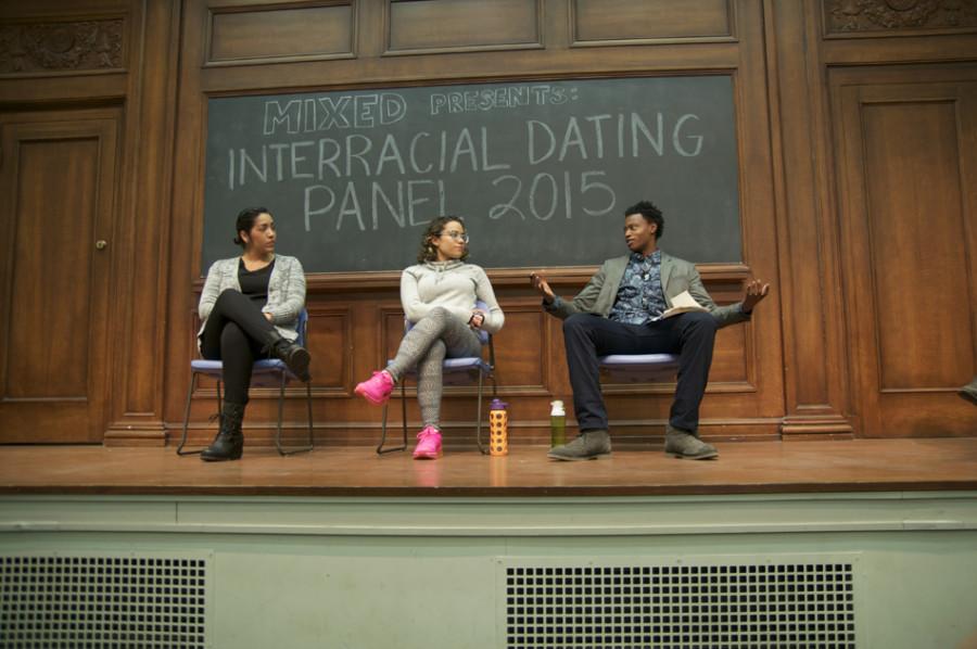 Kai Green, post-doctoral fellow in sexuality and African American studies, speaks at a panel about interracial dating and mixed-race people. The Mixed Race Student Coalition held the panel Thursday as an early celebration of Loving Day, which commemorates the Supreme Court’s legalization of interracial marriage.