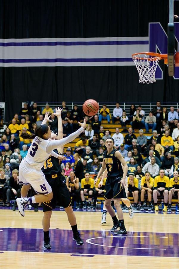 Ashley Deary floats a shot toward the basket. The sophomore guard expects Northwestern to continue its aggressive approach against a strong Arkansas defense. 