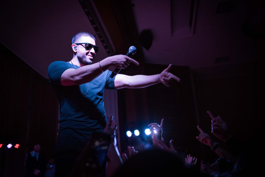 Jay Sean performs Friday night at Ryan Auditorium. Sean came to campus as part of the South Asian Student Alliances spring benefit concert. 
