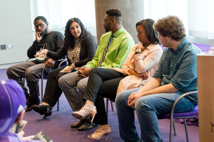 Recent Northwestern alumni discuss activism after graduation. About 15 students, mostly seniors, attended the event at the Segal Visitors Center.