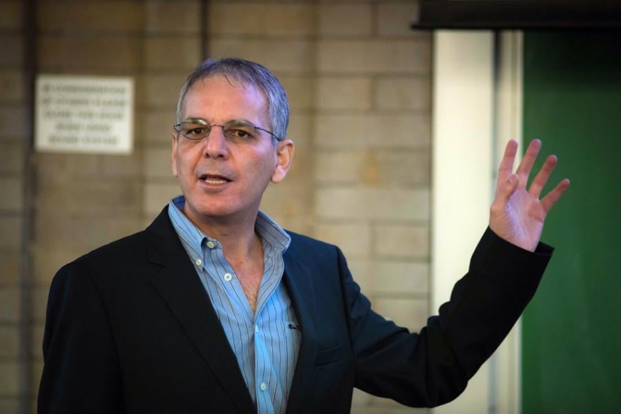 University of Wisconsin-Parkside sociology professor Seif Da’na discusses colonialism and Zionism in the Israeli-Palestinian conflict Thursday night in Swift Hall. The event was sponsored by Northwestern’s chapter of Students for Justice in Palestine as part of their Israeli Apartheid Week.