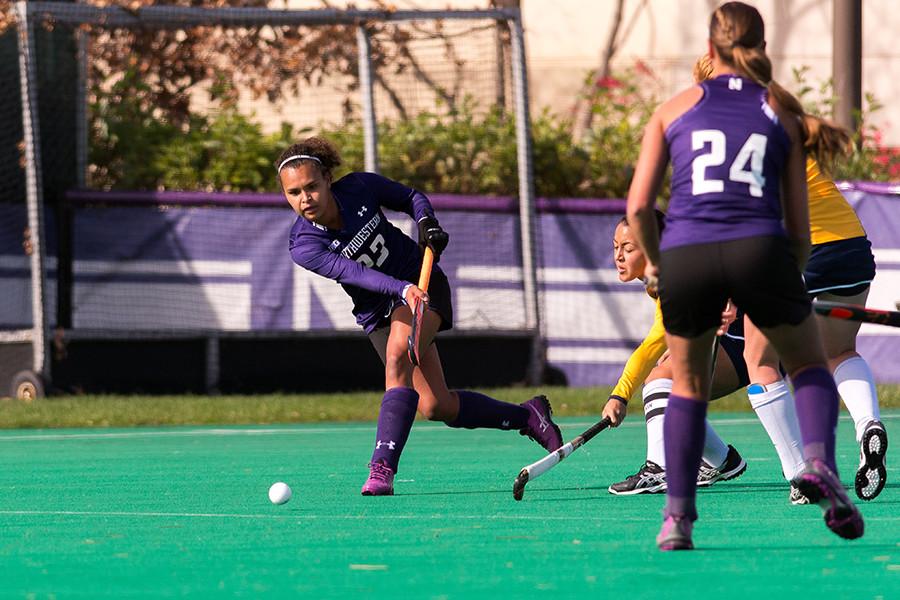 Junior Isabel Flens passes the ball. Flens scored both of the Cats goals in their crushing 3-2 overtime defeat at the hands of Stanford.