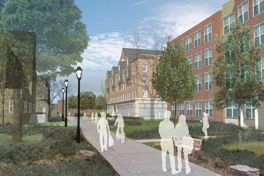 A rendering of the new residence hall being built at 560 Lincoln Ave. Architectural firm William Rawn Associates was selected to build the new building by the University following a competitive bidding process.