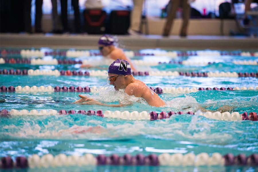 Thanas Kountroubis competes. The freshman finished in eighth with a time of 53.87 seconds in the 100-yard IM in the championship final on the third day of the TYR Invitational.