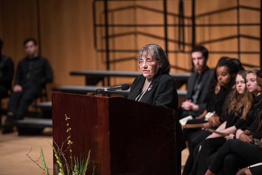Civil rights activist Diane Nash addresses students about the importance of love and empathy. The former Freedom Rider and co-founder of the Student Nonviolent Coordinating Committee spoke to over 100 people at Pick-Staiger Concert Hall on Monday. 