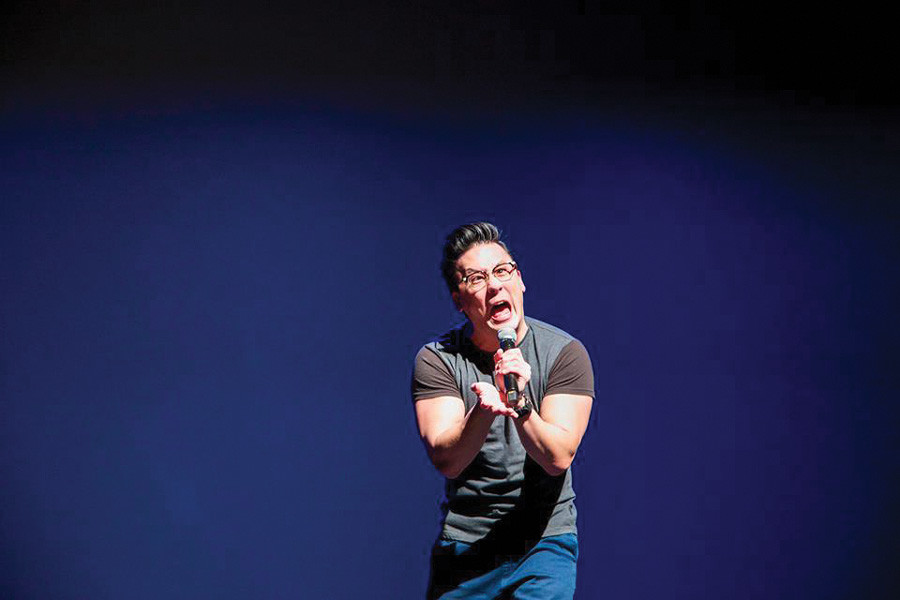 Comedian Eliot Chang performs at Celebrasia: Year of The Monkey. The Chinese Students Association and Taiwanese American Students Club issued a letter of apology Tuesday after receiving complaints that Chang’s act was offensive. 