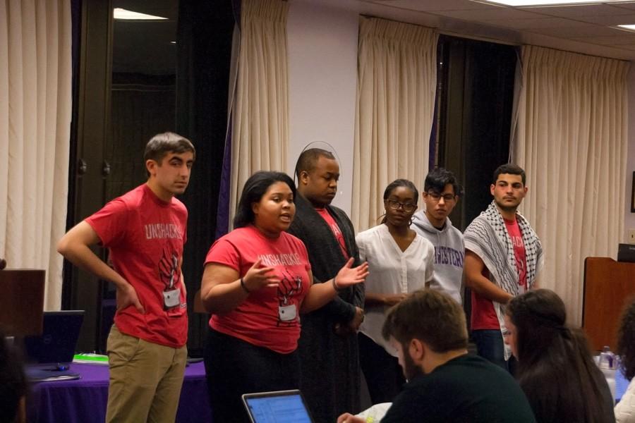 Members of Unshackle NU present legislation Wednesday night at Associated Student Government Senate that would call on the University to divest from corporations they say benefit from the mass incarceration of people of color. The resolution, which will be voted on next week, was sponsored by 21 student groups.
