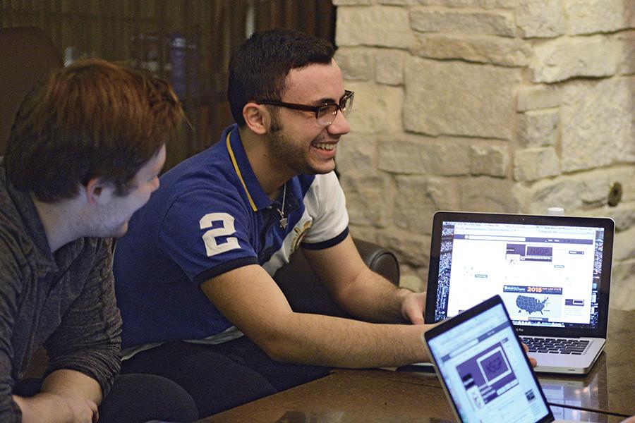 Weinberg junior Aitan Licht co-leads a meeting with members of his group, Northwestern Students for Gun Violence Prevention, in the Willard Residential College dining hall. The group, founded in 2014 as an offshoot of College Democrats, will hear back this week about receiving official status from the University.